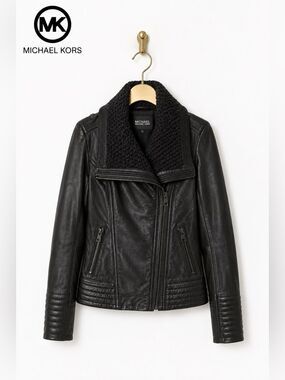 Michael Kors Leather Jacket with Quilted Accents NWOT!